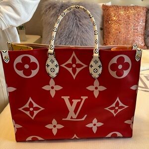 Louis Vuitton on the go giant monogram red pink bag